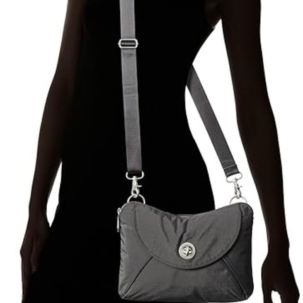 Baggallini Rio Crossbody Travel Bag, Blue Silver Detail - Picture 4 of 16